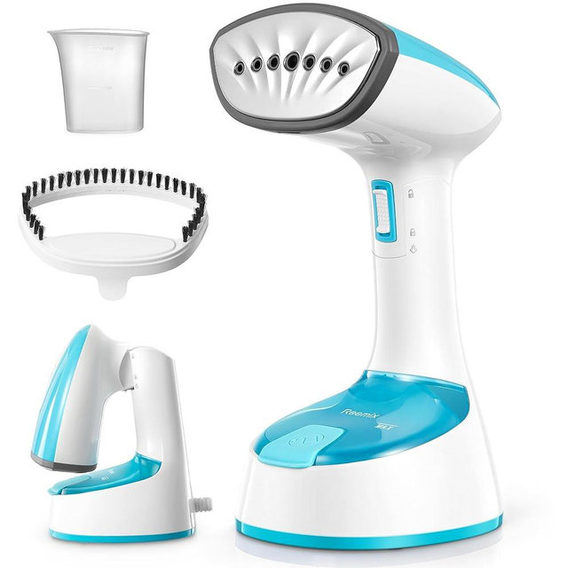 Steamer for Clothes, 1200W Foldable Clothes Steamer, Handheld Garment Steamer, Fast Heat-up, Auto-Off, Steam Iron for Fabric Wrinkle Remover with Brush (2241 Crystal Blue)