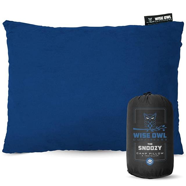 Wise Owl Outfitters Camping Pillow Compressible Foam Pillows – Use When Sleeping in Car, Plane Travel, Hammock Bed & Camp – Great for Kids - Compact Small, Medium & Large Size - Portable Bag