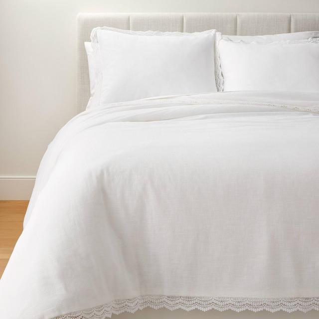 King Lace Border Cotton Slub Duvet & Sham Set White - Threshold™ designed with Studio McGee