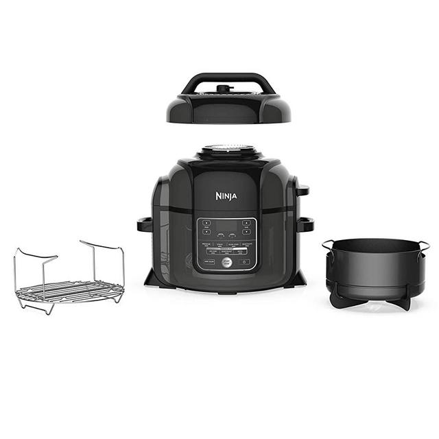 Ninja OP301 Foodi 9-in-1 Pressure, Slow Cooker, Air Fryer and More, with 6.5 Quart Capacity and 45 Recipe Book, and a High Gloss Finish (Renewed)