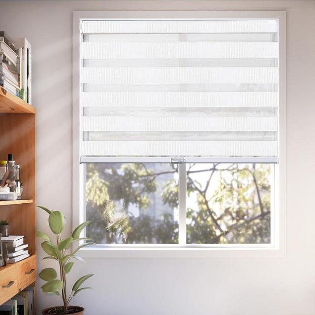 CHICOLOGY Zebra Blinds , Roller Window Shades , Blinds for Windows , Roller Shades for Windows , Window Shades for Home , Window Shades , Pull Down Shades for Windows , 35"W X 72"H , Basic Arctic