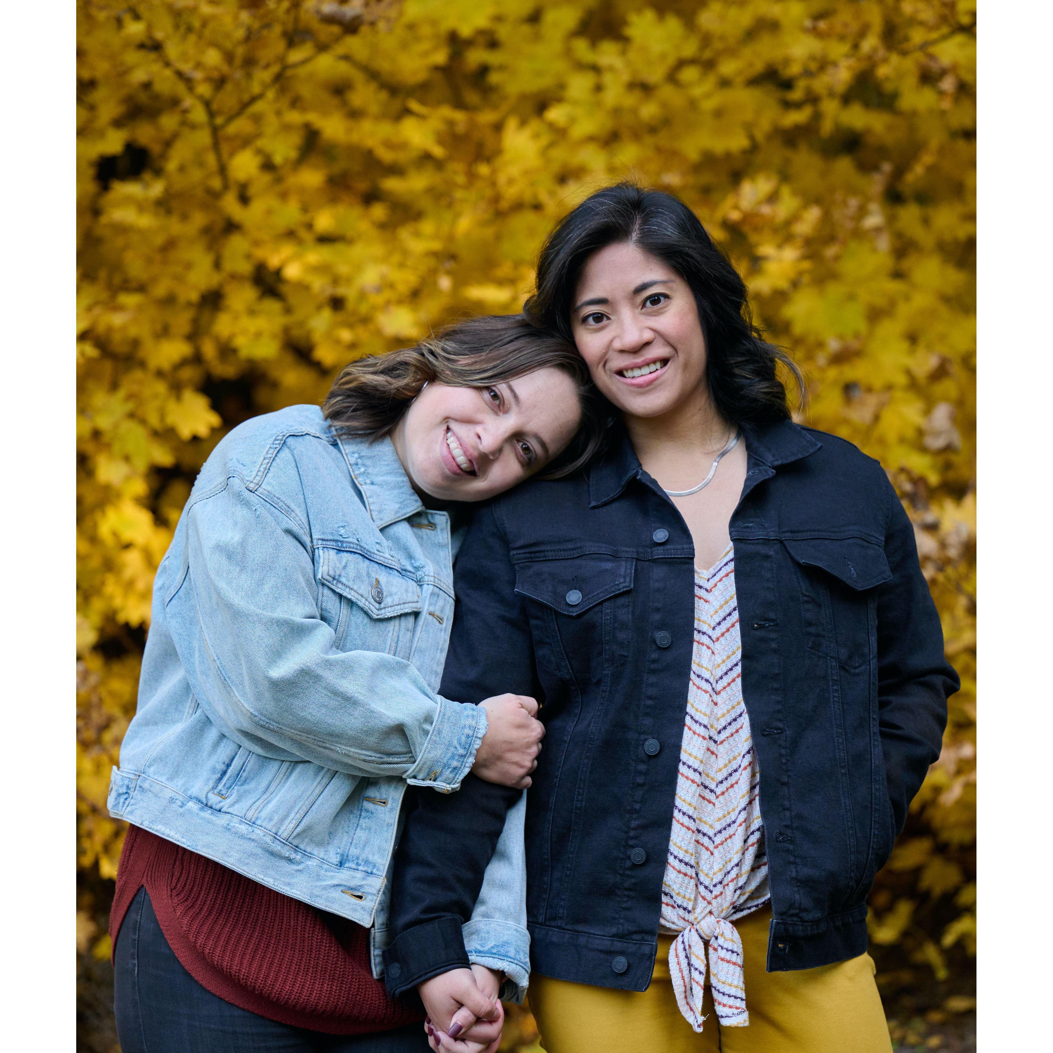 Taking advantage of Portland's fall colors post-engagement. 