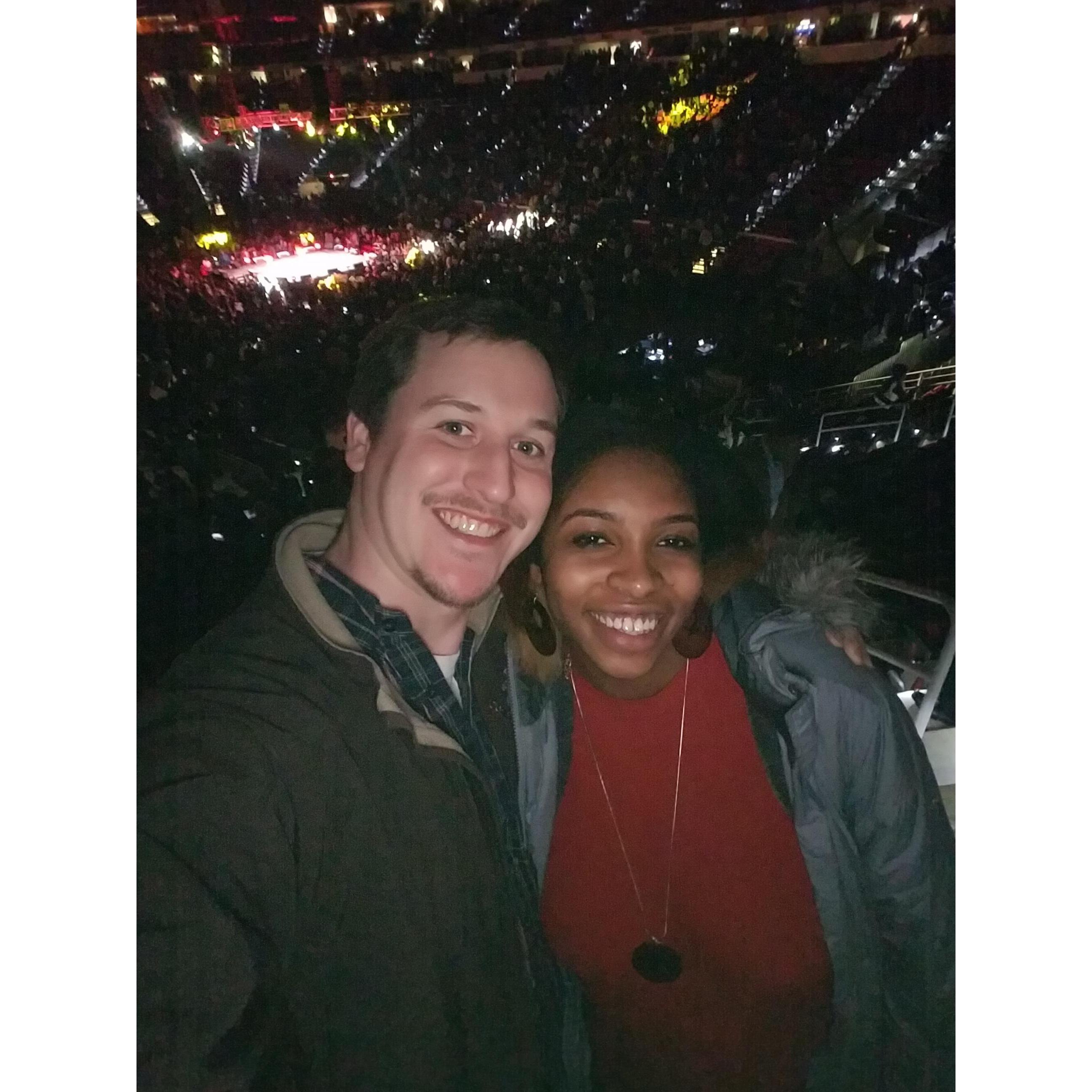 This is one of our first pictures together, circa Jan 2017! We went to a comedy show in Raleigh :)