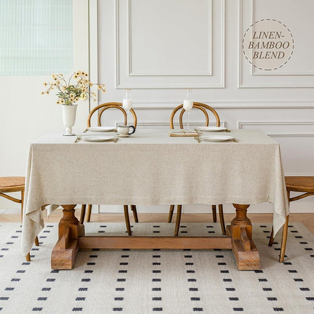 Linen World Linen Blend Tablecloth 60x90 Inch,Linen-Textured Tablecloths for 6ft Rectangle Tables,Soft Cool & Breathable,Machine Washable Table Cloth for Dining,Kitchen,Outdoor,Festival