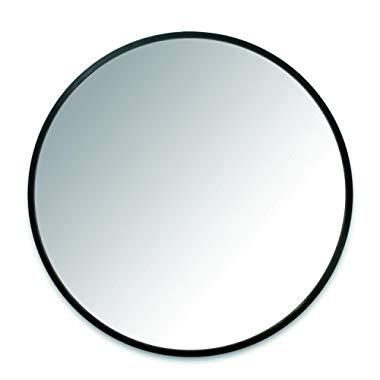 Umbra Hub Wall Mirror With Rubber Frame - 24-Inch Round Wall Mirror for Entryways, Washrooms, Living Rooms and More, Doubles as Modern Wall Art, Black
