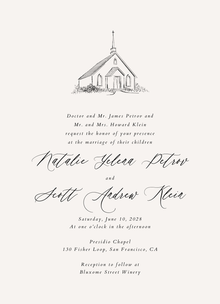 Chapel Portrait | Black | Zola Wedding Invitations