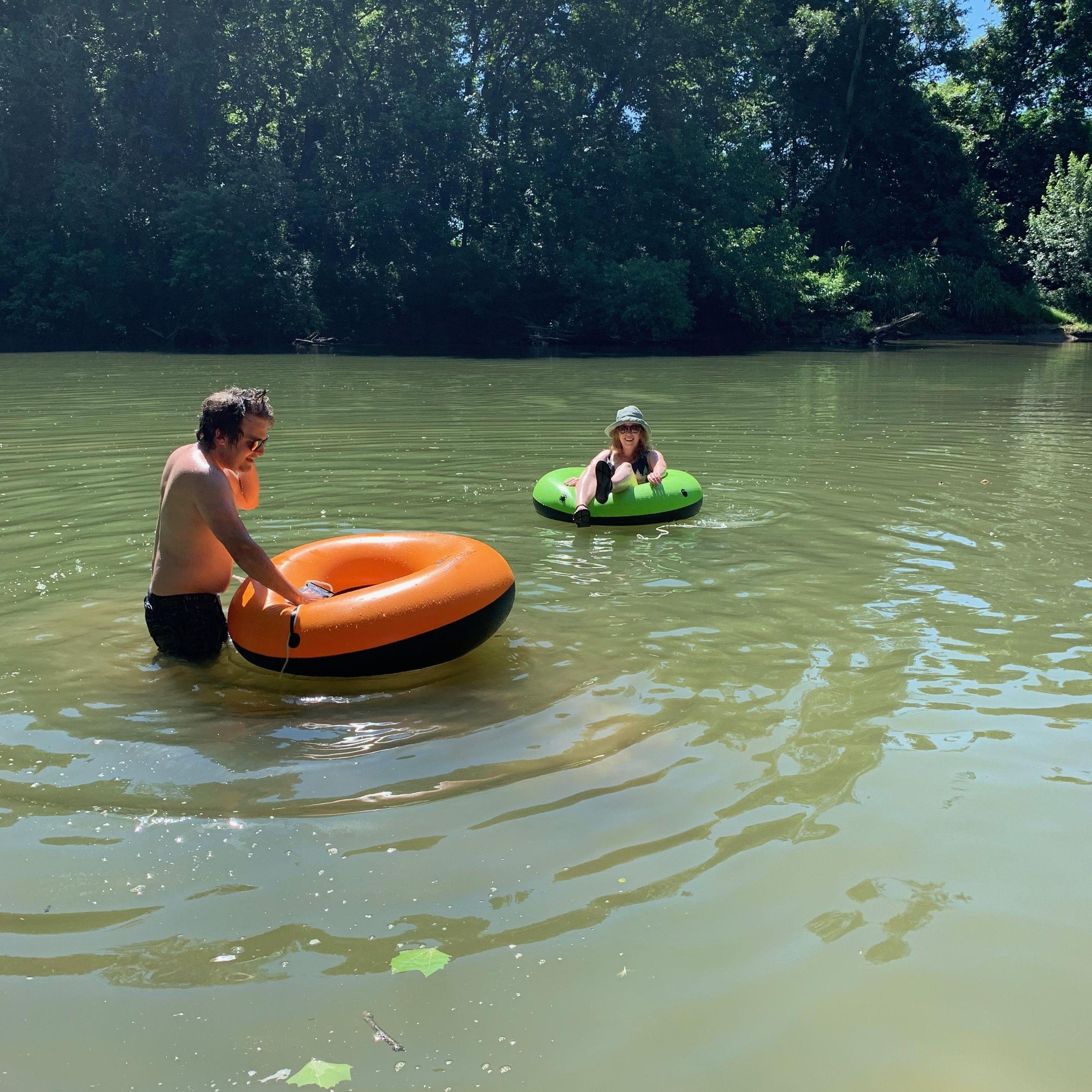 River tubing down the Cumberland River in Nashville.