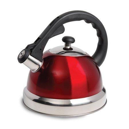 Claredale 1.7 Qt Whistling Tea Kettle - Red - Nylon Handle - SS