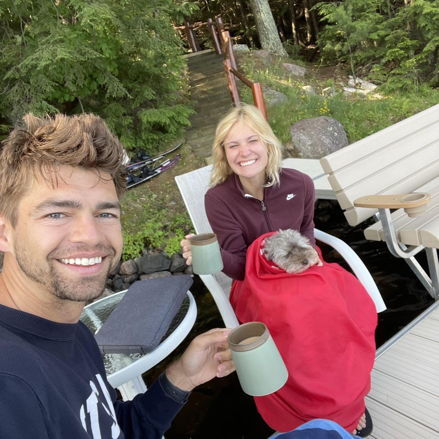Early morning dock snuggles with Maggie at the Cabin!
