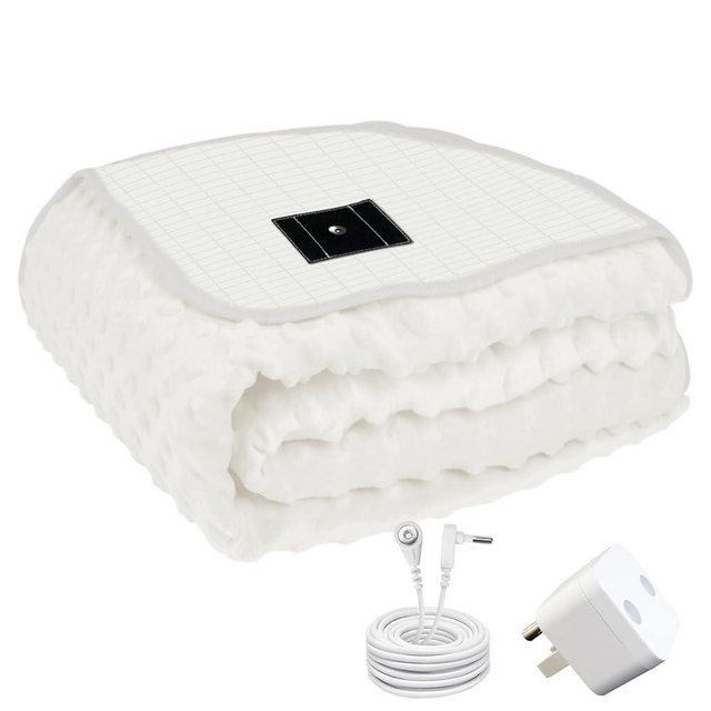 TALILALU Grounding Blanket, Grounding Fleece Throw with Silver Conductive Layer - Natural Relaxation for Sleep Support, Tension Release,Comfort (Includes Grounding Cord) (White, 60 * 80in)