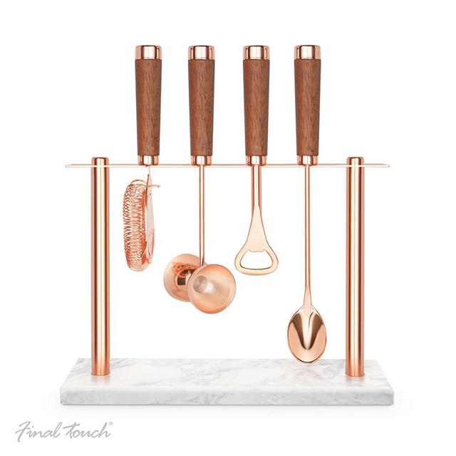 Final Touch Copper Plated Stainless Steel 5 Piece Bar Tool Set
