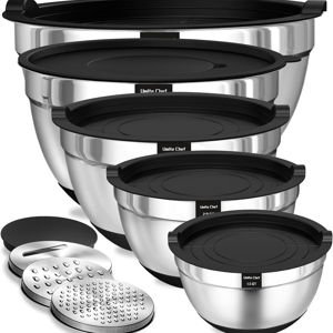 Chef Mixing Bowls with Airtight Lids Set, 8PCS Stainless Steel