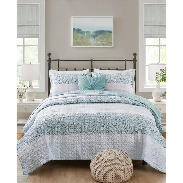 Madison Park Caralie Seersucker 4 Piece Quilt Set, King/California King