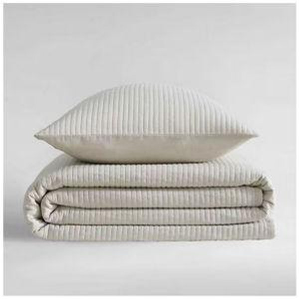Calvin Klein Mini Channel Stitch Solid Quilt Mini Set - Queen Light Beige