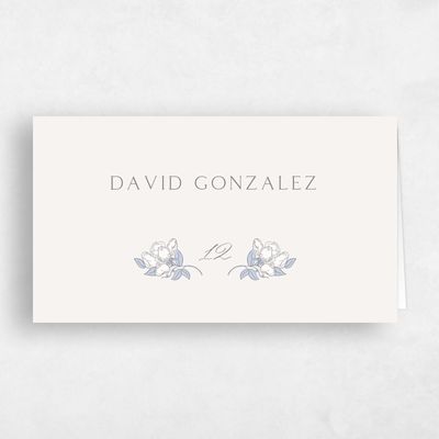 Light Oatmeal, Blue Wedding Place Card - Marmillo