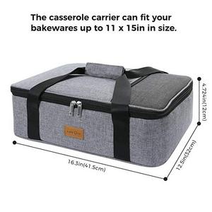 Lifewit Insulated Casserole Dish Carrier Thermal Lasagna Lugger for Potluck Parties/Picnic/Beach, Lunch Bag to Keep Food Hot/Cold, 16.3 x 12.6 x 4.7'', Grey