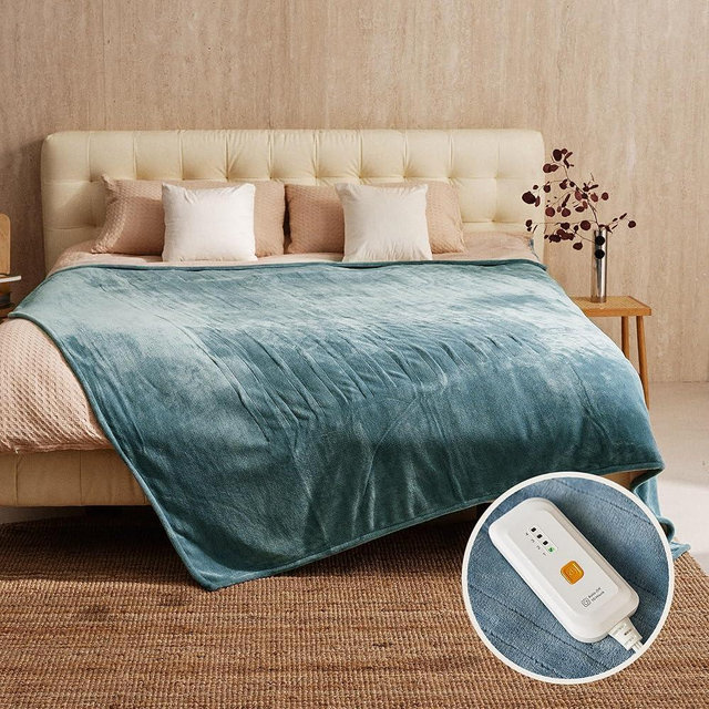 JET'S HOME Heated Blanket Full 72"x84" - ETL&FCC Certified Flannel Electric Blanket Machine Washable Heating Throw with 4 Heating Levels 10 Hours Auto-Off Overheating Protection (Blue)