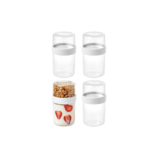 iDesign Medium Stack 'n Snack Food Containers - Set of 4 - Clear/White