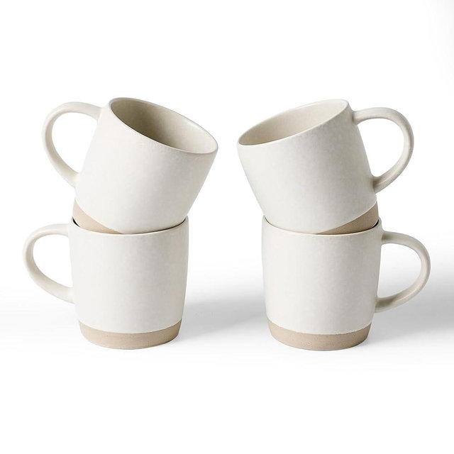 famiware Coffee Mugs Set of 4, Milkyway 13 oz Mug Set, Ceramic Cup Set with Handle for Coffee, Tea, Cocoa, Milk, Matte White