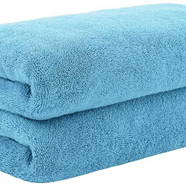 40x80 Inches Jumbo Size, Thick & Large 650 GSM Genuine Ringspun Cotton Bath Sheet, Luxury Hotel & Spa Quality, Absorbent & Soft Decorative Kitchen & Bathroom Turkish Towels, Sky Blue