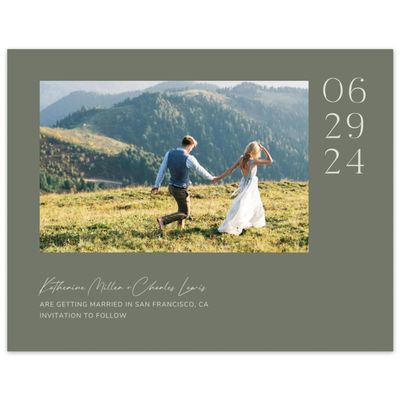 Olive Sage, Green Wedding Digital Save the Date - Brockway Photo