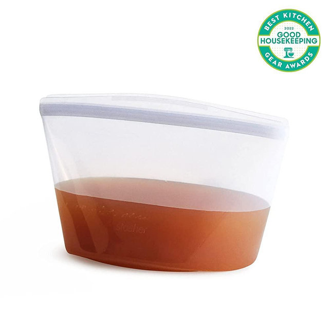 Stasher Silicone Reusable Storage Bag, 6 Cup Bowl (Clear) | Food Meal Prep Storage Container | Lunch, Travel, Makeup, Gym Bag | Freezer, Oven, Microwave, Dishwasher Safe, Leakproof