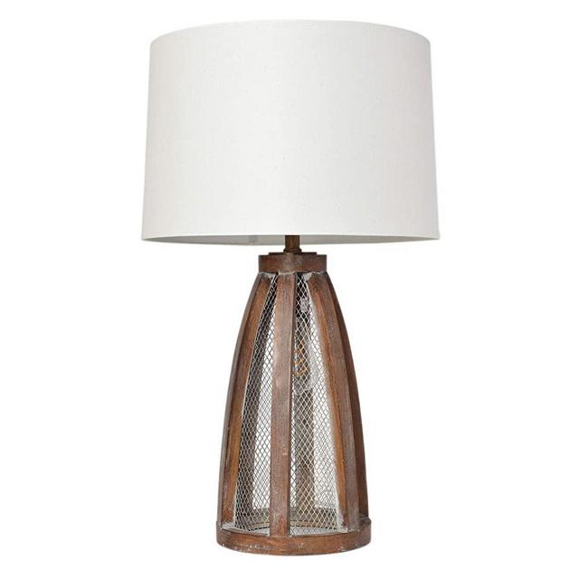 Elegant Designs LT3309-OWD Vintage Farmhouse Netted 2 Light Table Lamp, Old Wood