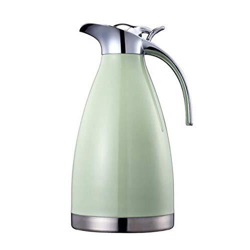 Bonnoces 68 Oz Stainless Steel Thermal Carafe - Double Walled Vacuum Insulated Thermos/Carafe with Lid - Coffee/Tea Carafe Heat & Cold Retention - 2 Liter (Green)