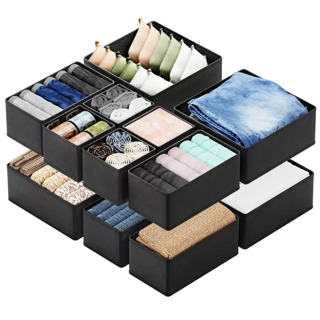 SpaceAid® 12 Pack Drawer Organizer Bins for Clothes, Closet Organizers and Storage Dividers for Clothing