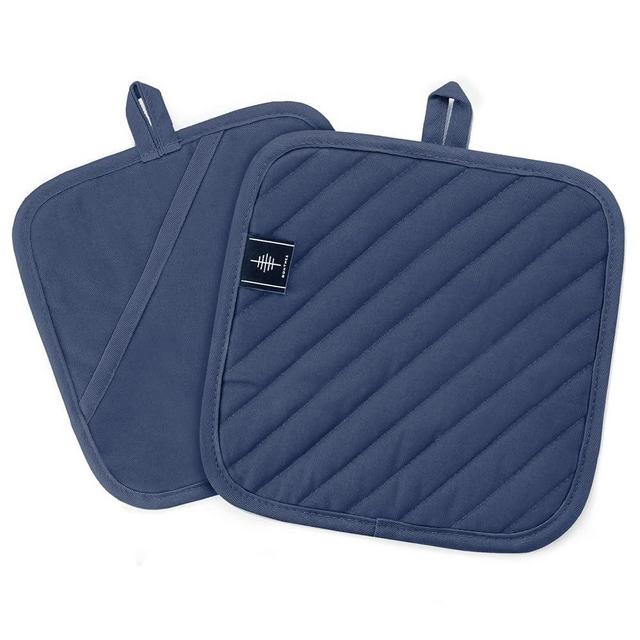 BONTHEE Pot Holders for Kitchen Heat Resistant Hot Pads for Countertops Oven Pot Holders Cotton Potholders for Kitchen Cooking Baking - Blue - 2PCS