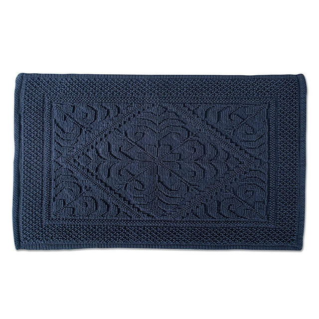 DII Ultra Soft Luxury Spa Jacquard Damask Bath Mat Place in Front of Shower, Vanity, Bath Tub, Sink, and Toilet, 20 x 31" - Navy