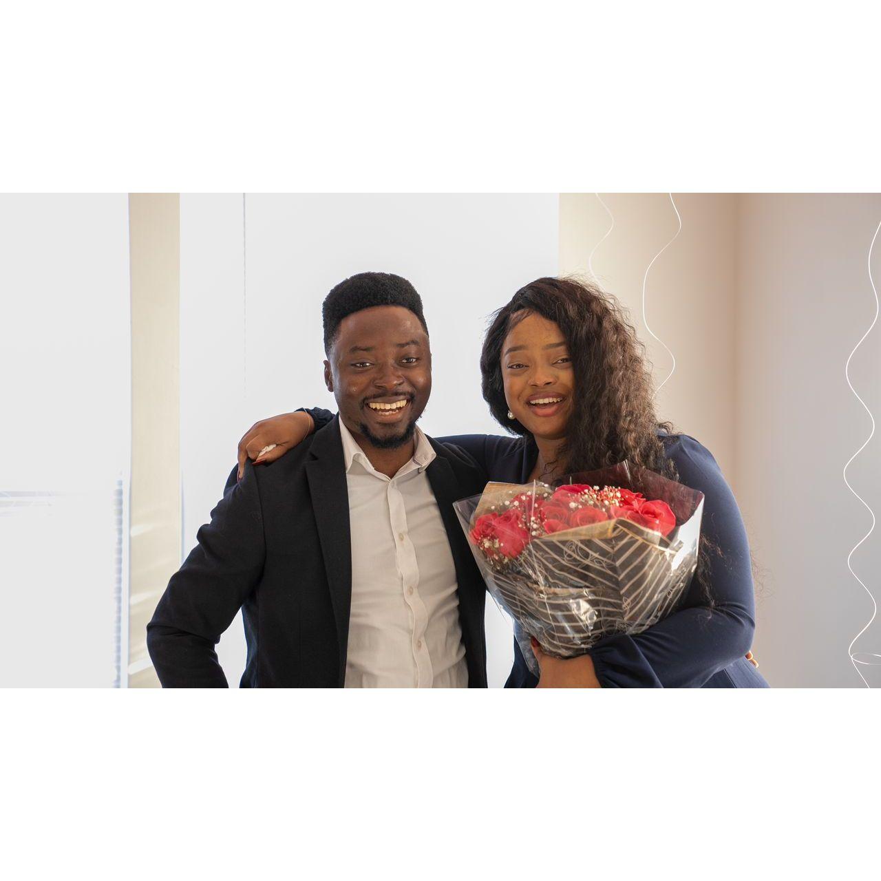 She was in tears (of surprise, love and joy) during our surprise proposal.