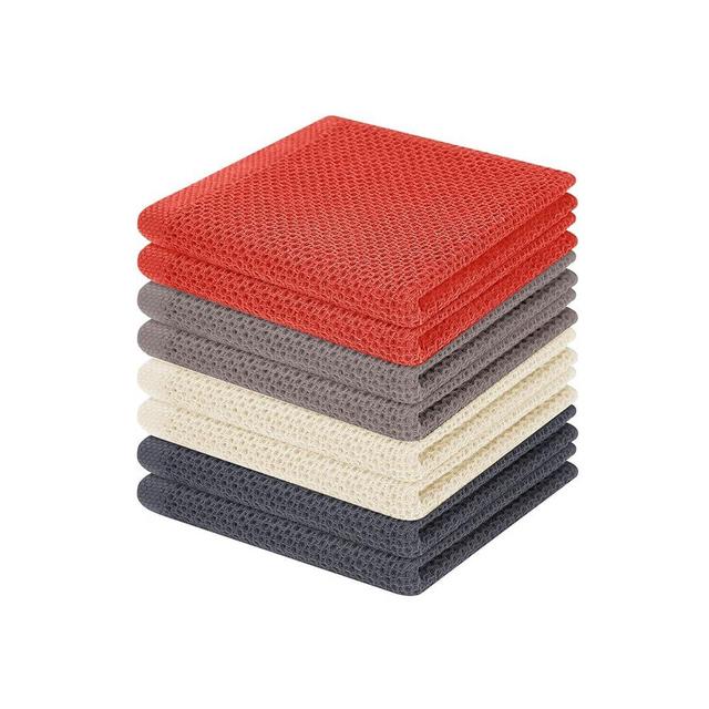 Homaxy 100% Cotton Waffle Weave Kitchen Dish Cloths, Ultra Soft Absorbent Quick Drying Dish Towels, 12 x 12 Inches, 8-Pack, Mixed Color
