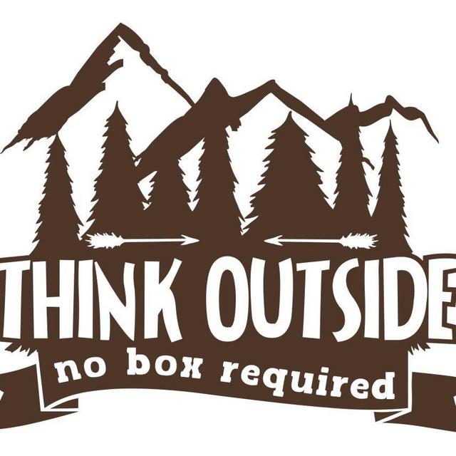 Wall Decor Plus More WDPM3804 Think Outside No Box Required Summer Quotes For Camper Or Rv Wall Decor Wall Letters, Chocolate Brown, 23x19",