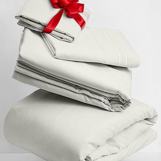 Mellanni Twin Sheets Set - 3 PC Iconic Collection Bedding - Hotel Luxury, Extra Soft, Cooling Bed Sheets - Wrinkle, Fade, Stain Resistant (Twin, Ivory)