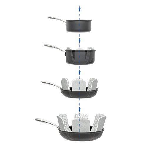 Stack Store Plus More Pan and Pot Protectors - Set of 6 - Gray - 16 in. Diameter. Perfect for Non Stick Pans to Avoid Scratching