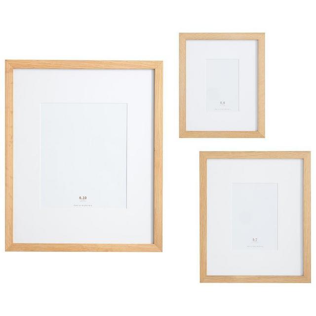 Wood Gallery Single Opening Frame - Set of 3 (includes 4x6, 5x7, 8x10) - Natural