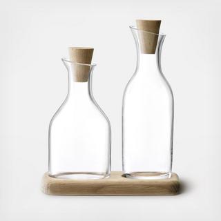 Serve Oil & Vinegar Set with Oak Base