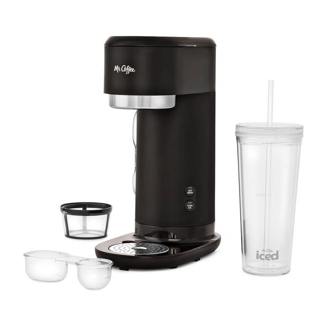 Mr. Coffee Single-Serve Iced and Hot Coffee Maker with Reusable Tumbler and Filter - Black