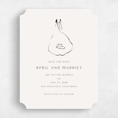 Beige Ticket Wedding Save the Date - Dunluce Gowns