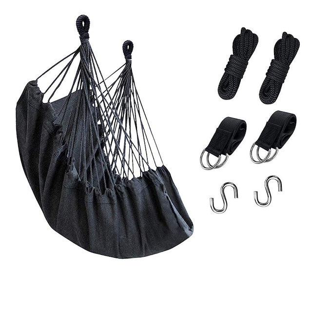 KPX Ourdoor Hanging Hammock Chair – Comfortable Tree Swing Chair Large Size 110X130cm （Without Pillows）- 330 Lbs Weight Capacity (Dark Gray)