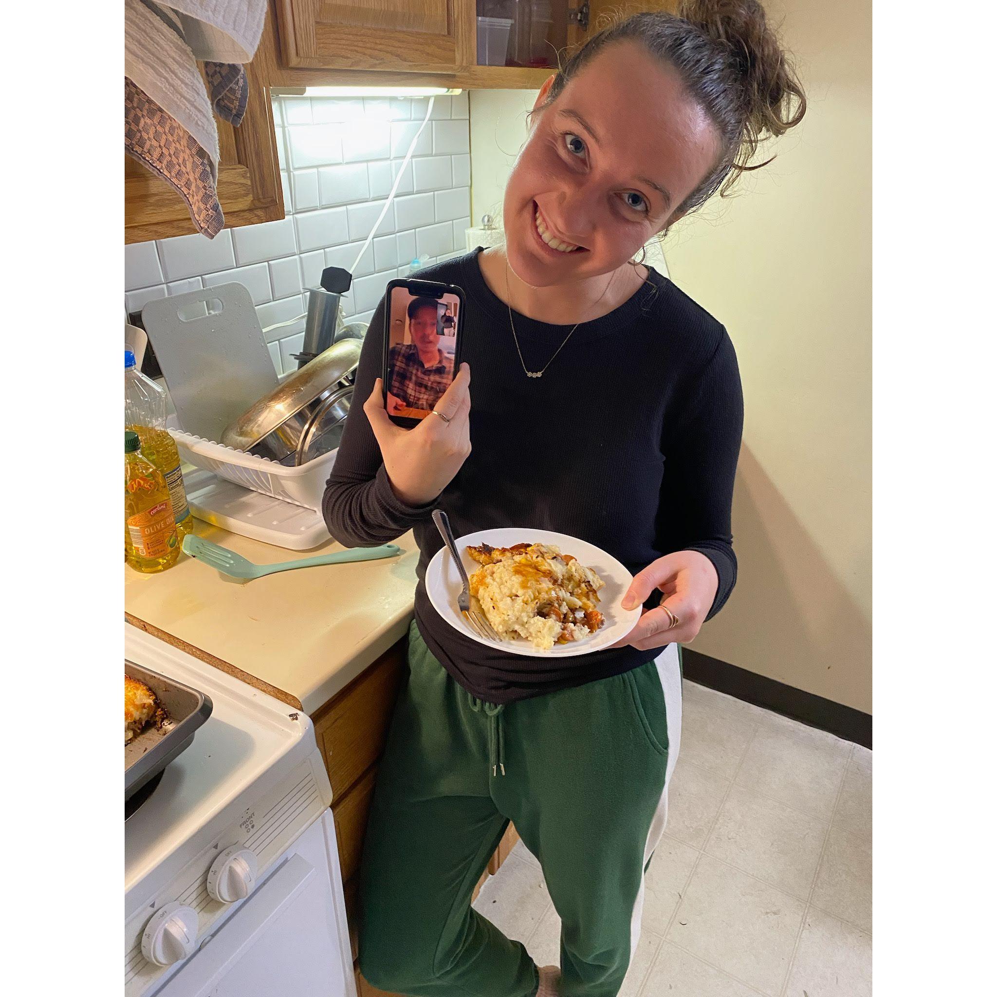 Long-distance dinner date, featuring Cathy's delicious shepherd's pie recipe
