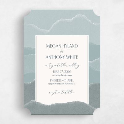 Blue Ticket Wedding Invitation - Lysander Portrait