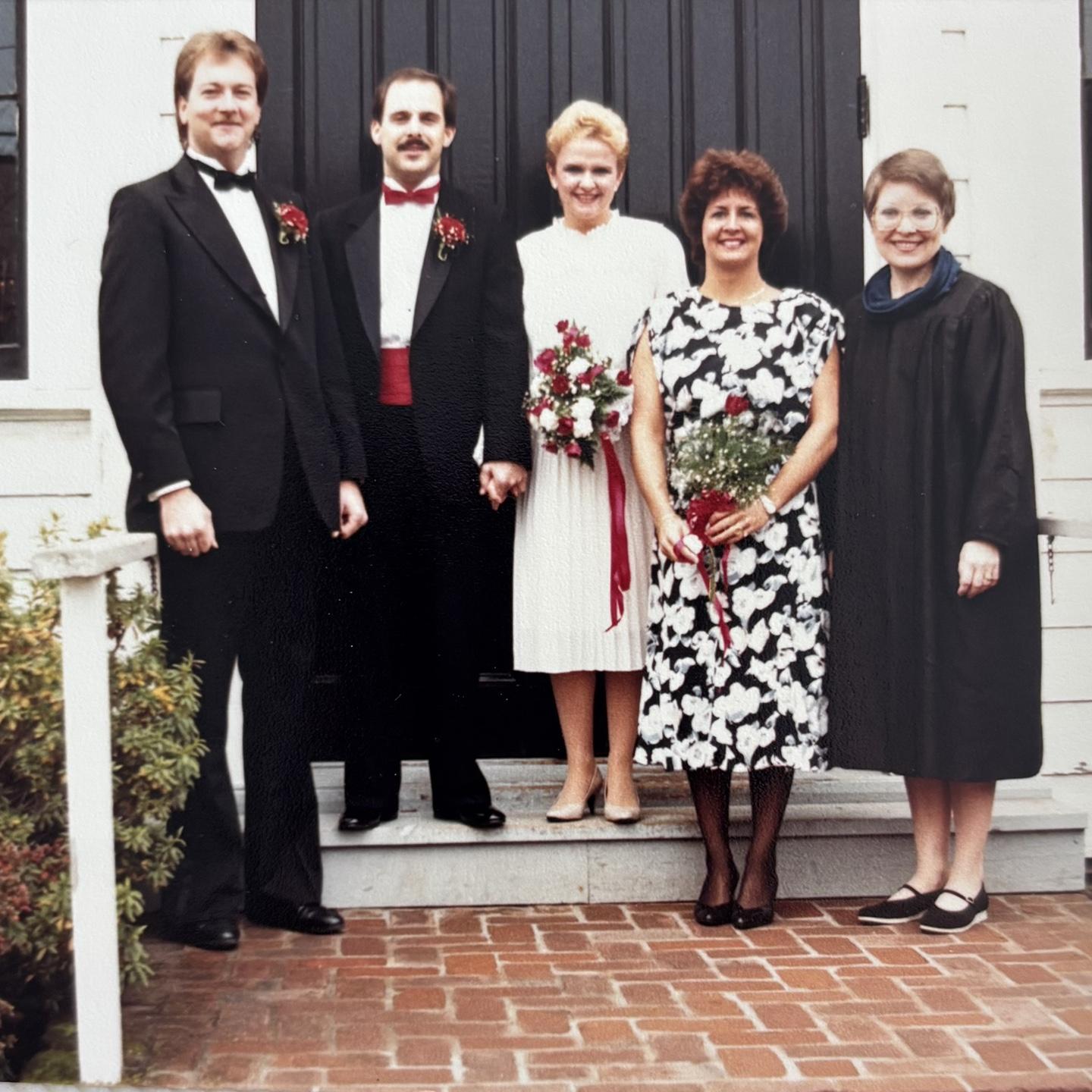 The wedding party after the ceremony with the Justice of the Peace, Chris Cernosek and Linda McCraney.