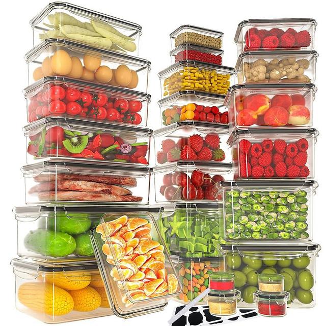GEIKR 52 PCS Large Food Storage Containers with Lids Airtight, BPA-Free Leakproof Plastic Meal Prep Containers Reusable,Microwave & Dishwasher & Freezer Safe,Includes Labels & Pen