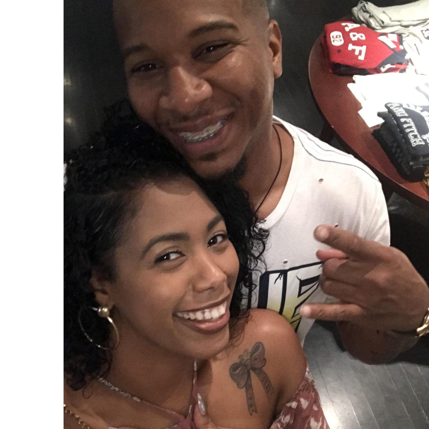 Our first of many pictures as a couple!  An impromtu  selfie in the mall!