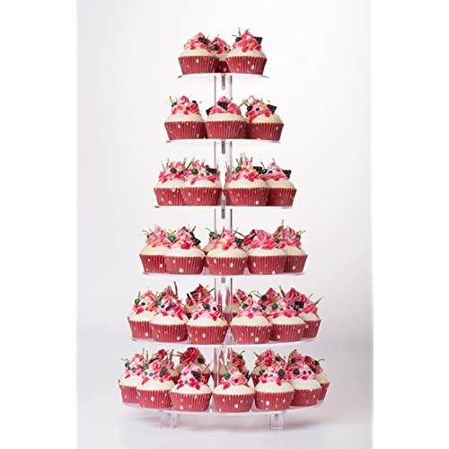 YestBuy 6 Tier Maypole Round Wedding Party Tree Tower Acrylic Cupcake Display Stand (Normal 6 Tier Round with Base) …