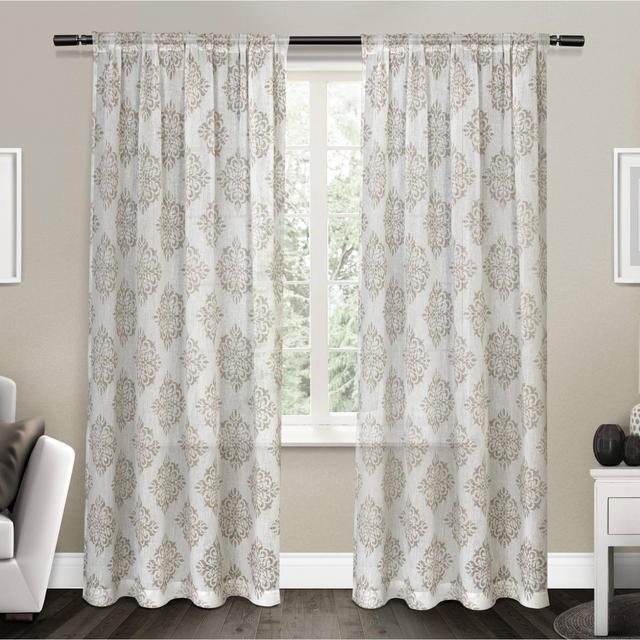 Exclusive Home Curtains 2 Pack Nagano Medallion Belgian Linen Rod Pocket Curtain Panels