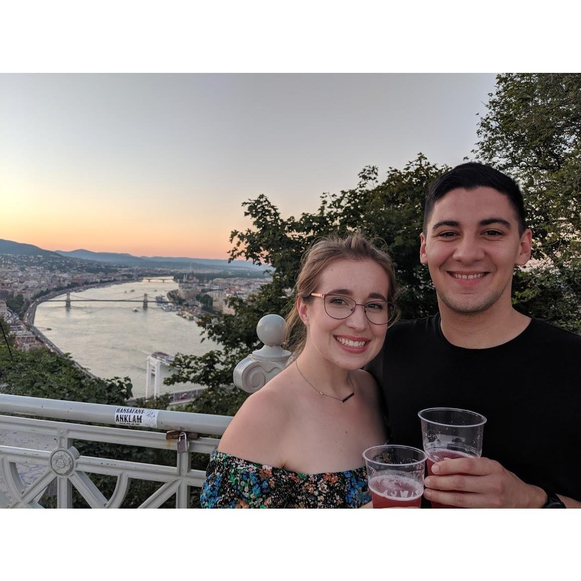 A "cheers" at the Citadella in Budapest, Hungary.