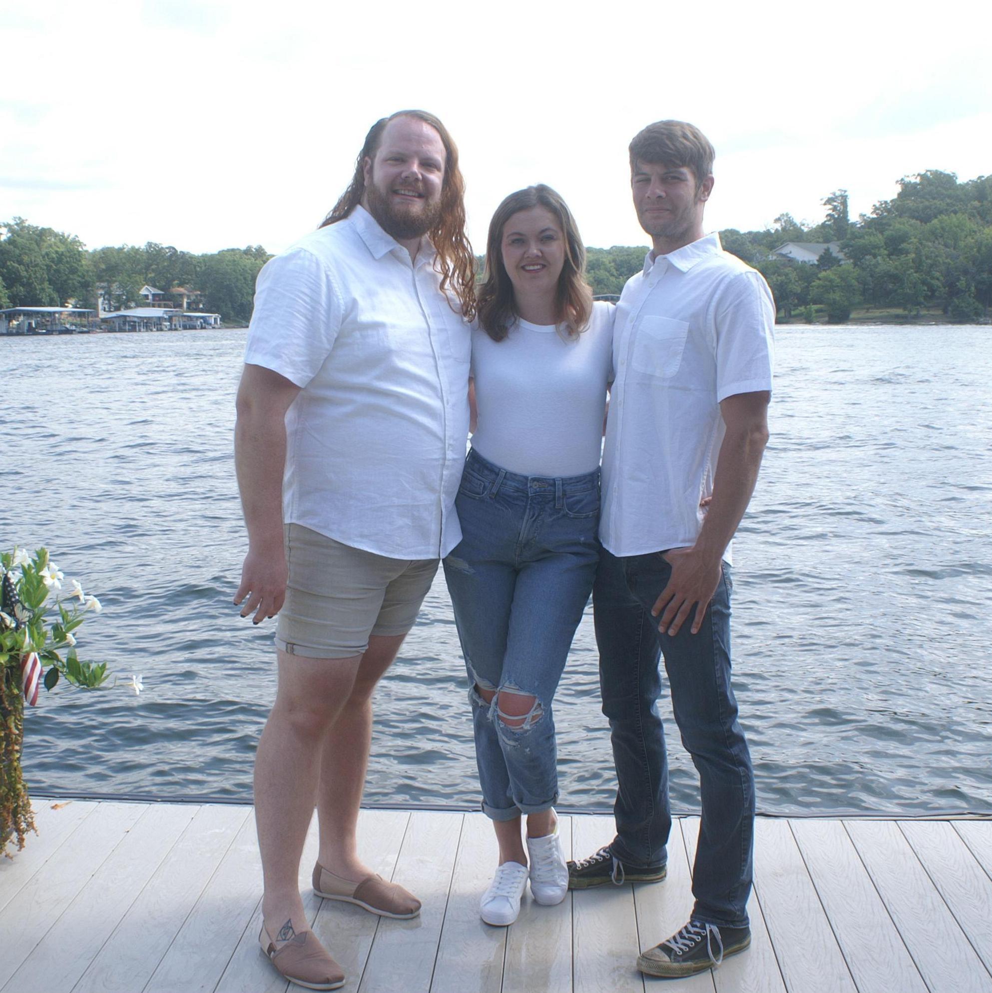 Ashleigh & Zac together with their best friend & officiant, Michael!